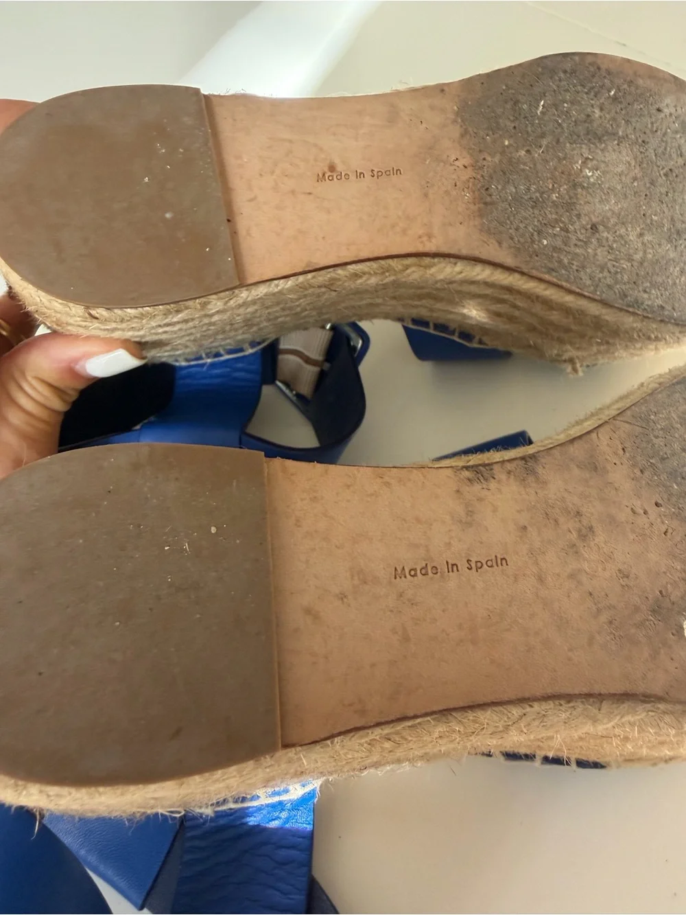 Celine Blue Leather Platform Espadrille Sandals